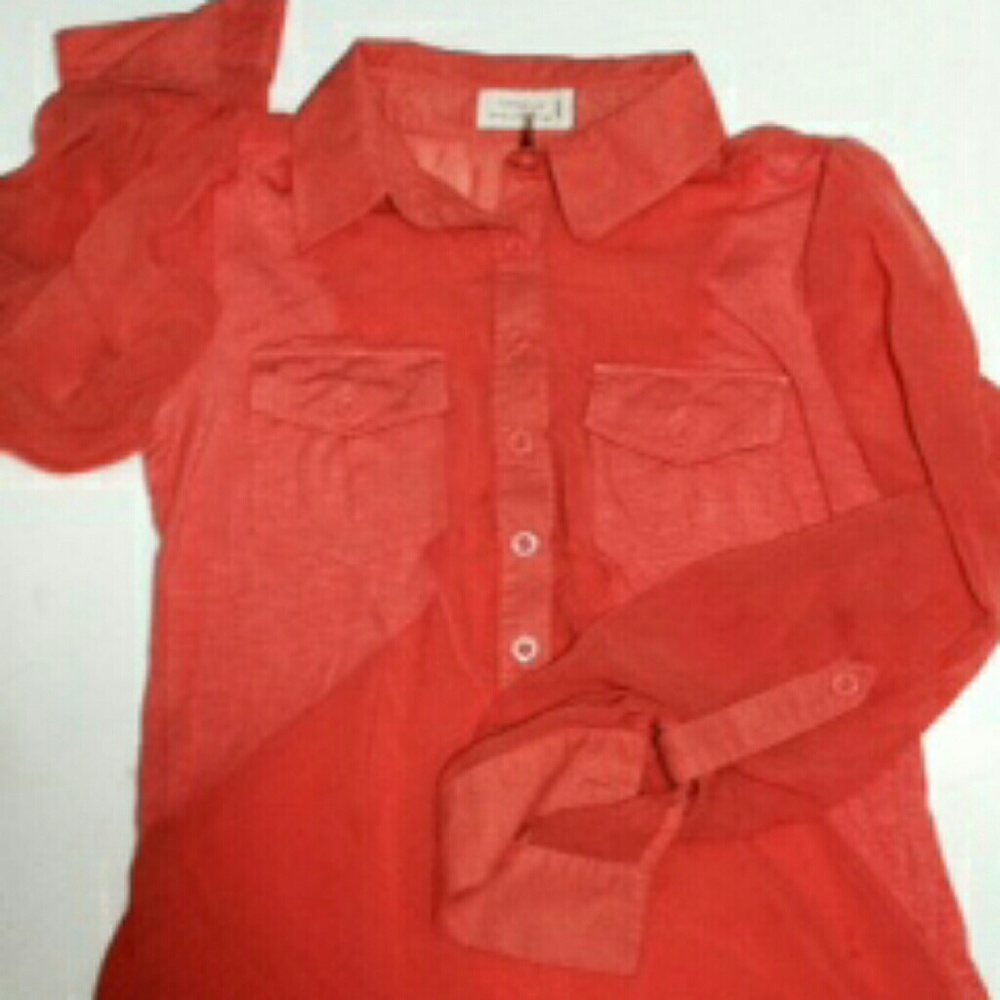 Orange sheer blouse